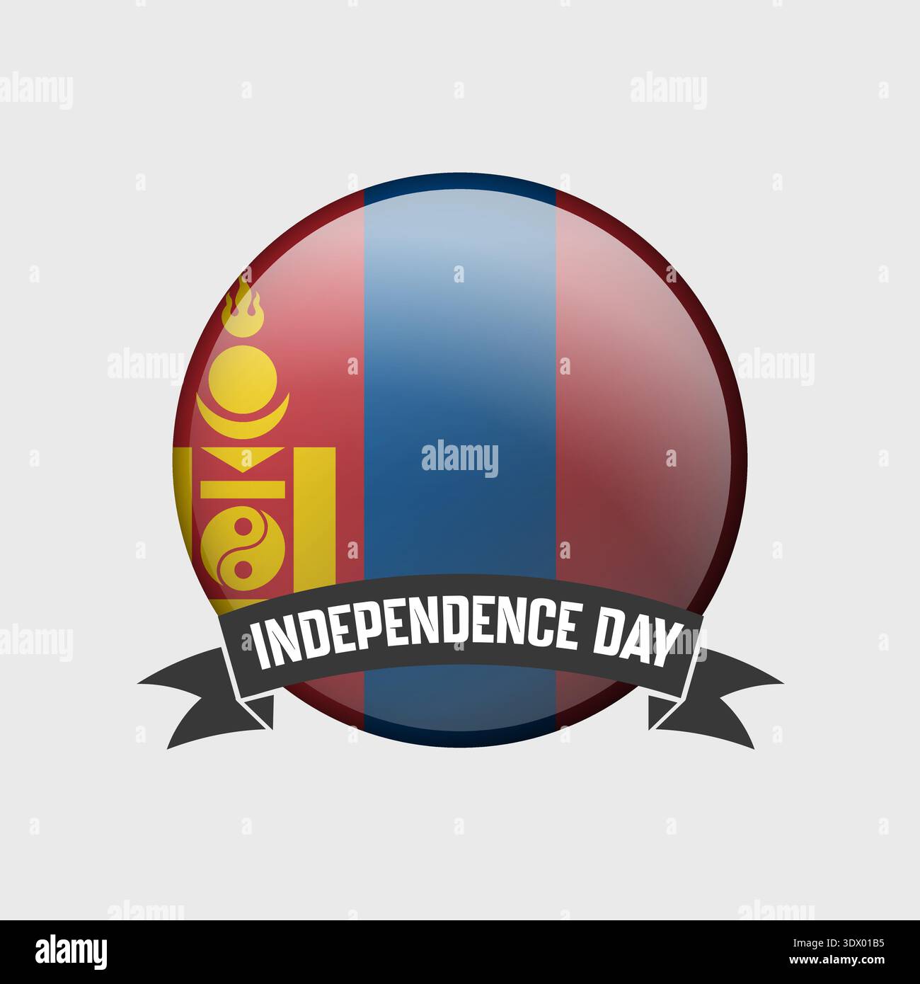 Mongolia Round Independence Day Badge, vector editable design, can be used for business or presentation design. Stock Vector