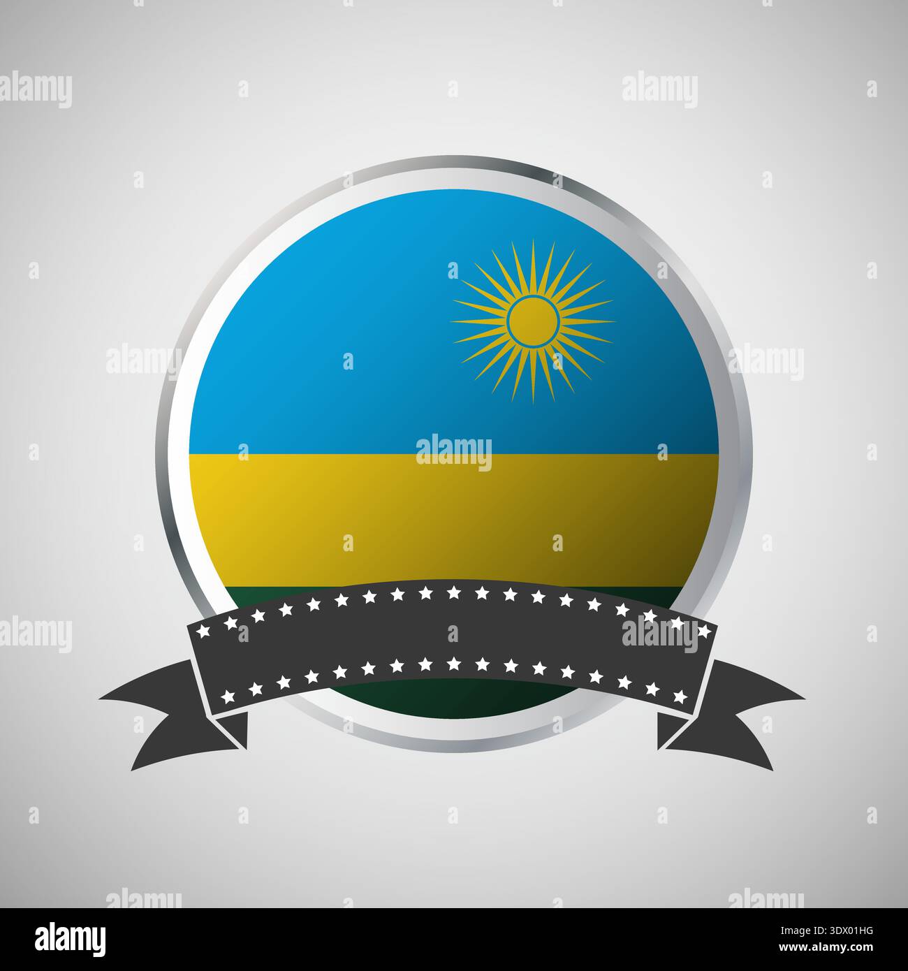 Vector Rwanda Round Flag Banner Vector Illustration, vector editable design, can be used for business or presentation design. Stock Vector
