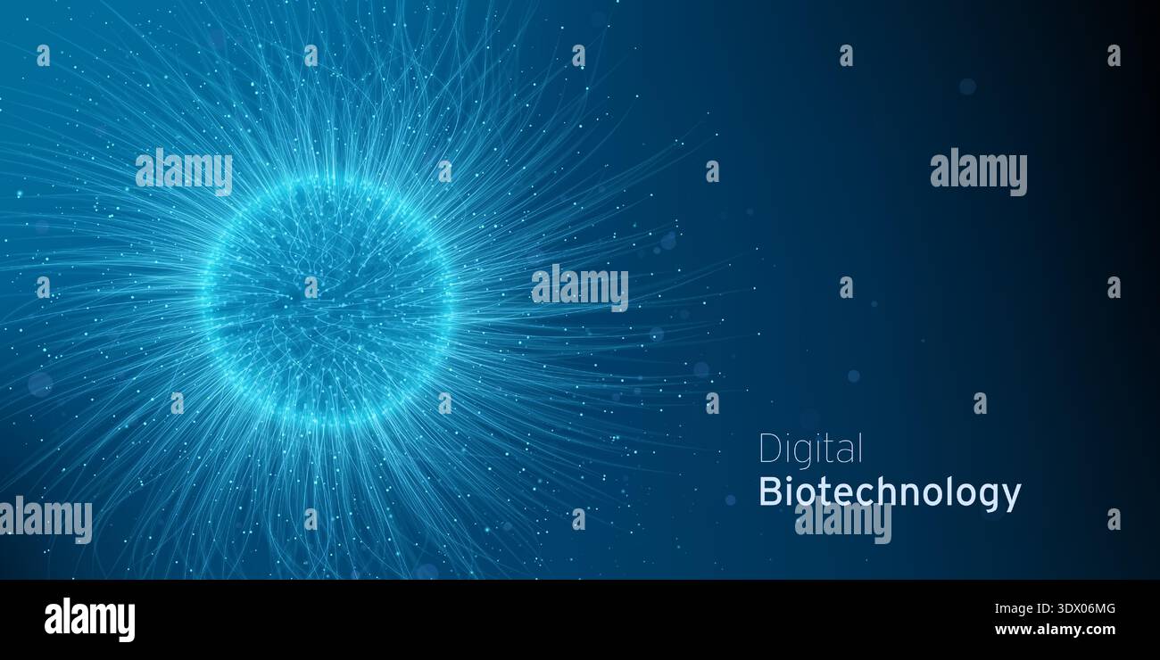 Abstract blue Virus Cell Cyber Technology illustration. Pathogen ...