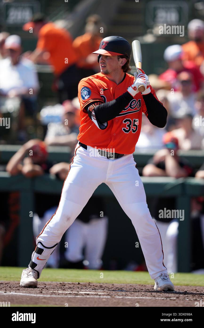 Baltimore Orioles' Adley Rutschman plays during a spring training ...