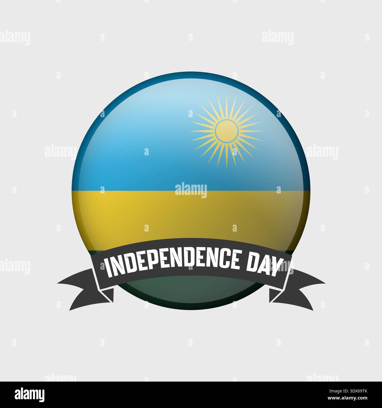 Rwanda Round Independence Day Badge, vector editable design, can be used for business or presentation design. Stock Vector
