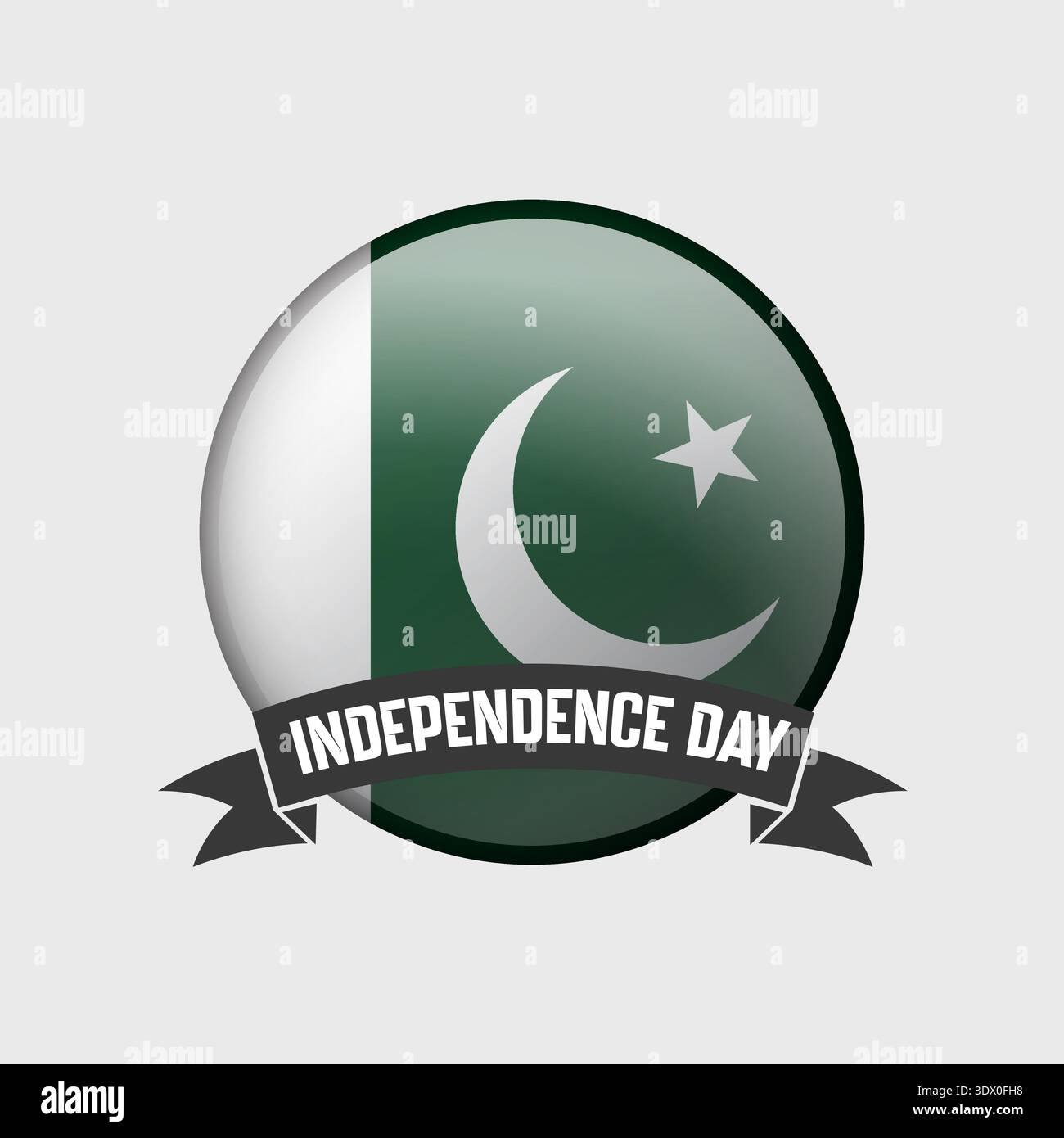 Pakistan Round Independence Day Badge, vector editable design, can be used for business or presentation design. Stock Vector