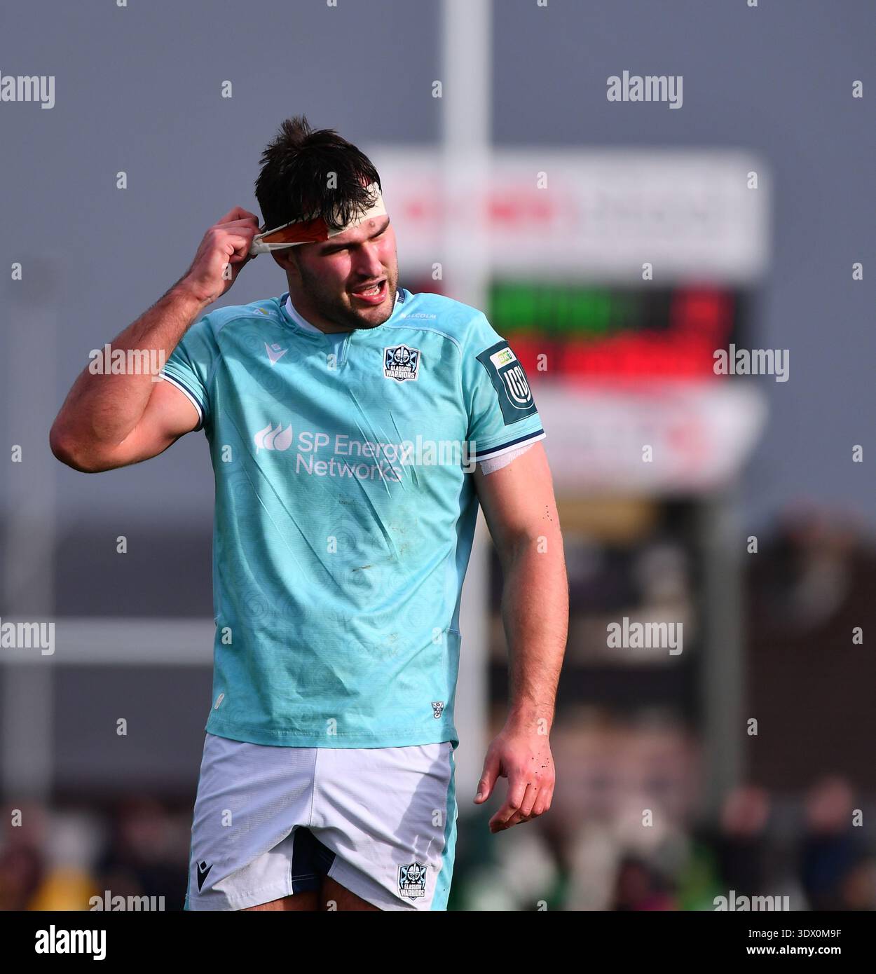 Sam Faust Rugby Galway, Ireland. 28th February, 2026. Glasgow's Alex Samuel during the ...