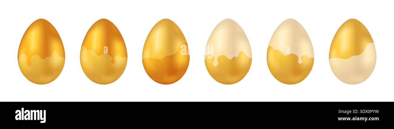 A set of realistic Easter eggs on a white background. Stock Vector