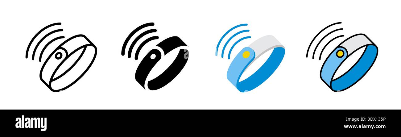 Ring Contactless Payment icon set designed in multiple visual styles, including outlined editable stroke, solid glyph, flat, and color variations. Ide Stock Photo
