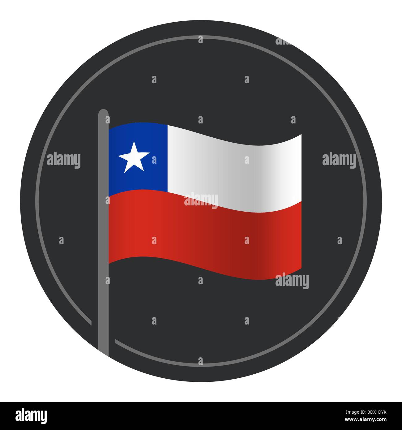 Abstract Chile Flag Flat Icon In Circle Isolated On White Background, vector editable design, can be used for business or presentation design. Stock Vector