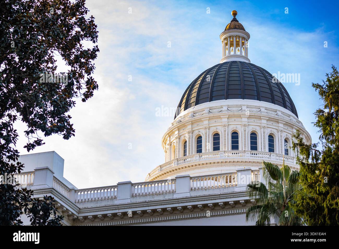 Close up view of the California State Capitol building exterior in Sacramento California on a sunny day showing neoclassical architecture and Capitol Stock Photo
