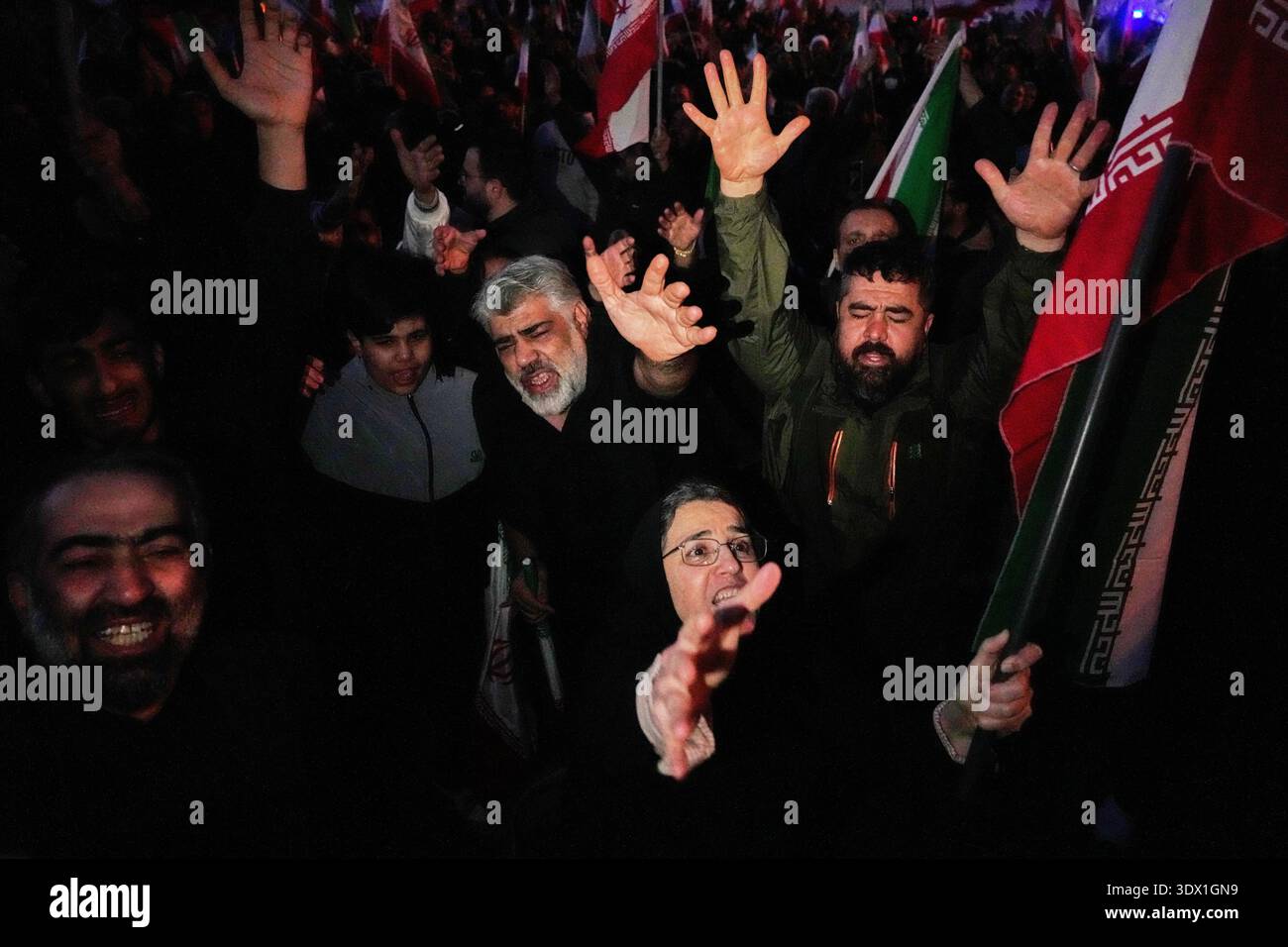 Khamenei Supporters Government supporters chant slogans as they gather in mourning after ...