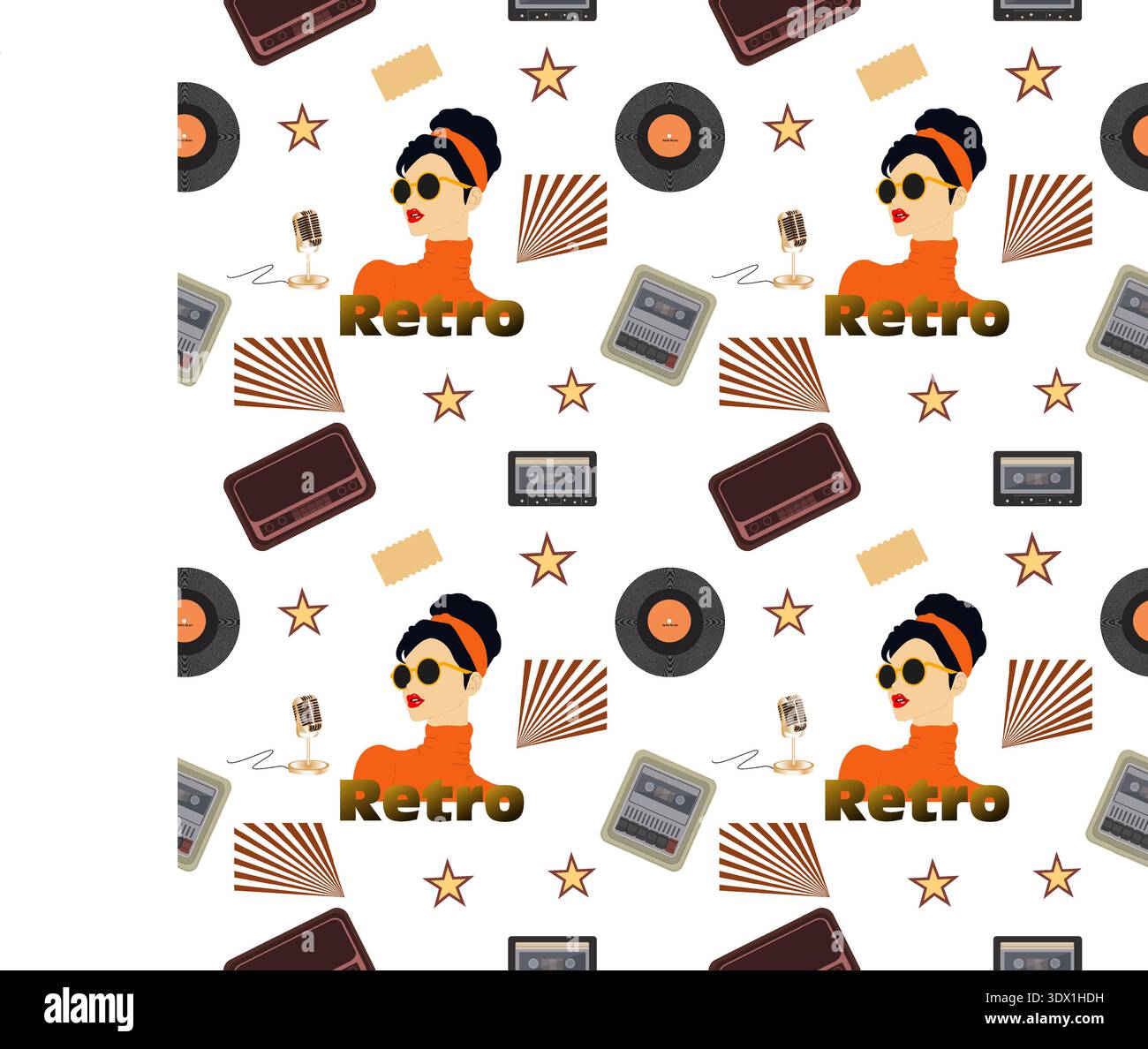 Retro Music Pattern Oldschool packaging hi-res stock photography and images - Alamy