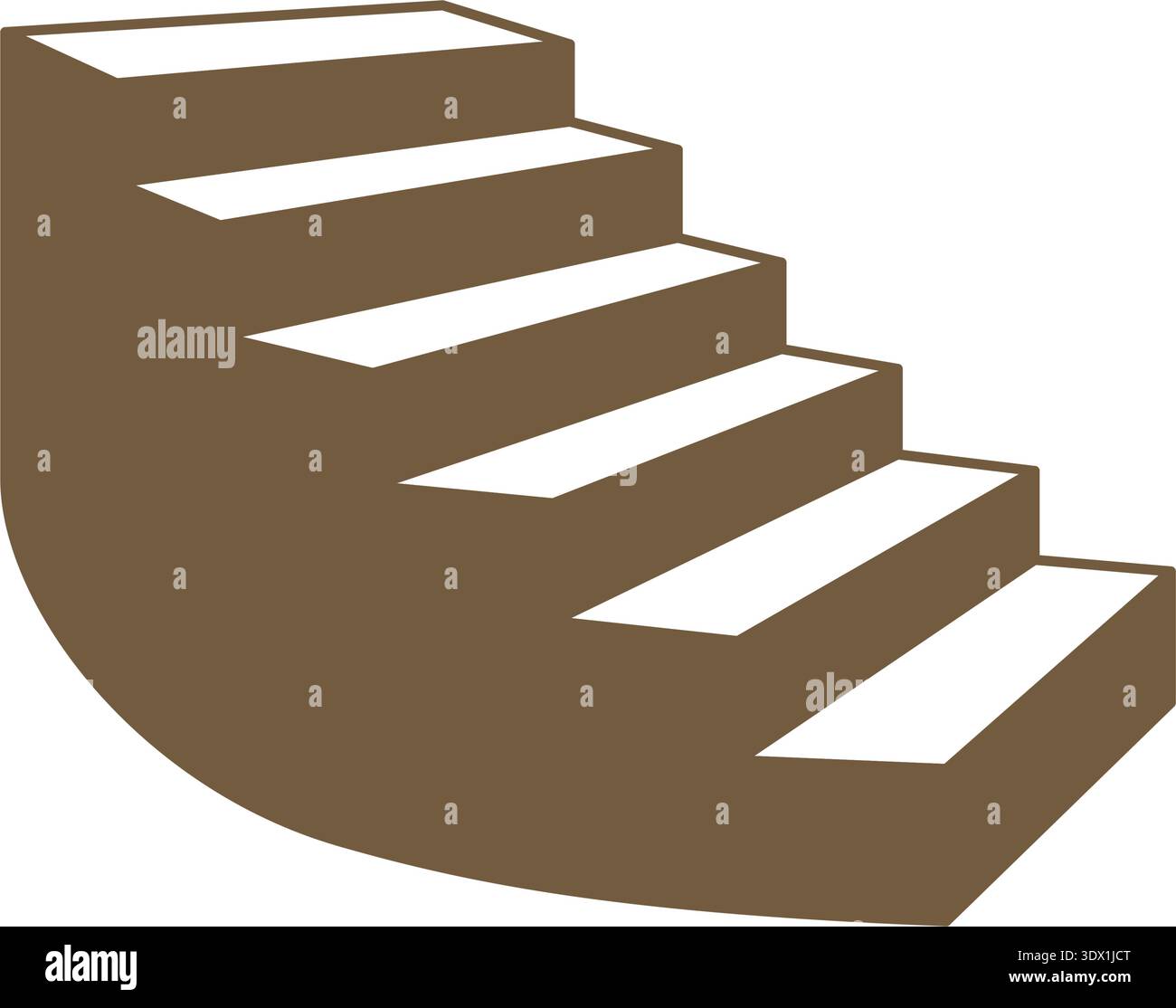Rounded staircase icon. Minimal architectural vector symbol with a soft ...