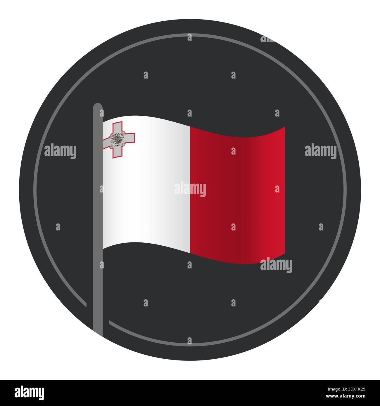 Abstract Malta Flag Flat Icon In Circle Isolated On White Background, vector editable design, can be used for business or presentation design. Stock Vector