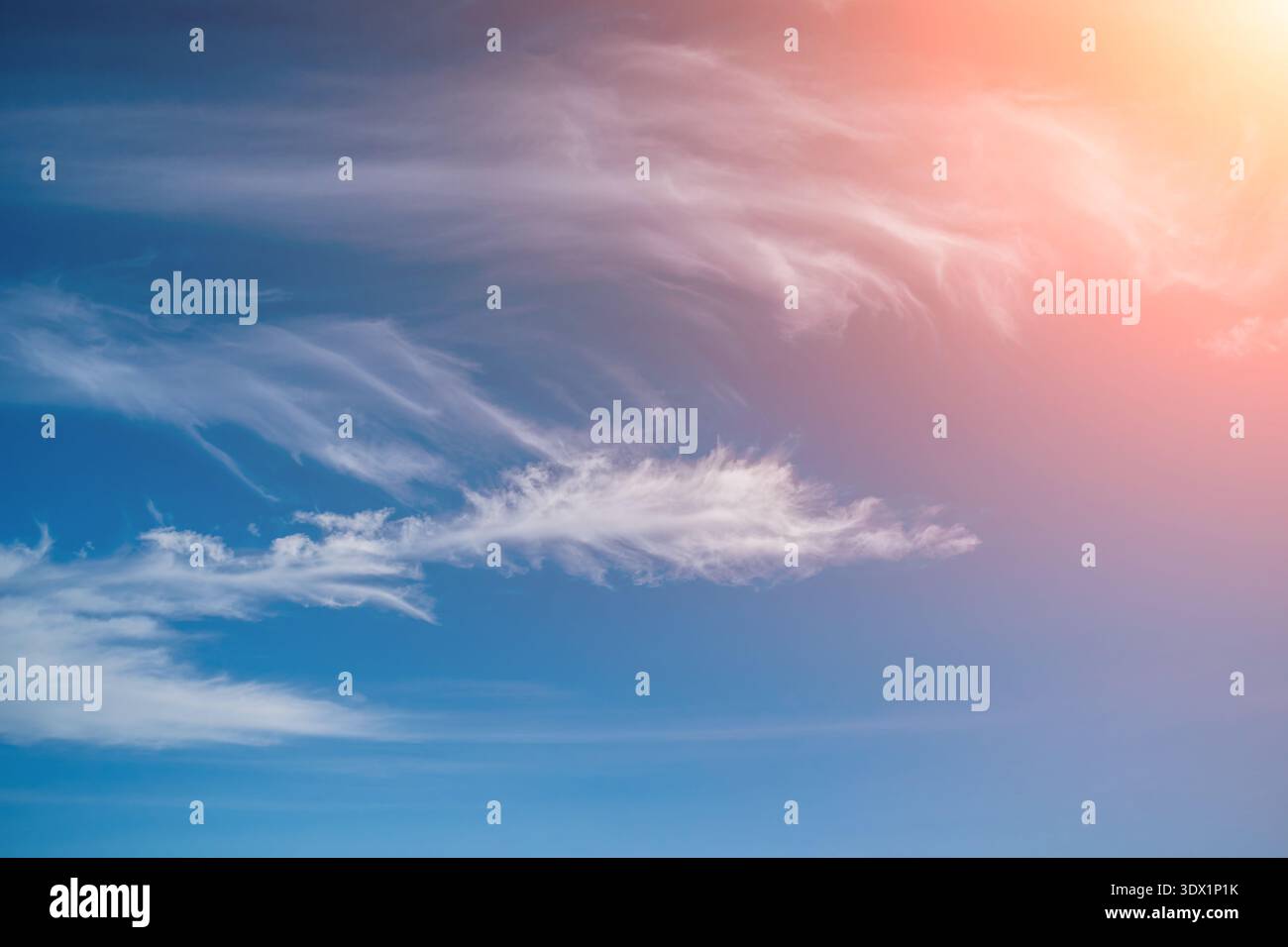 White Cirrus Clouds in a Blue Sky Stock Photo