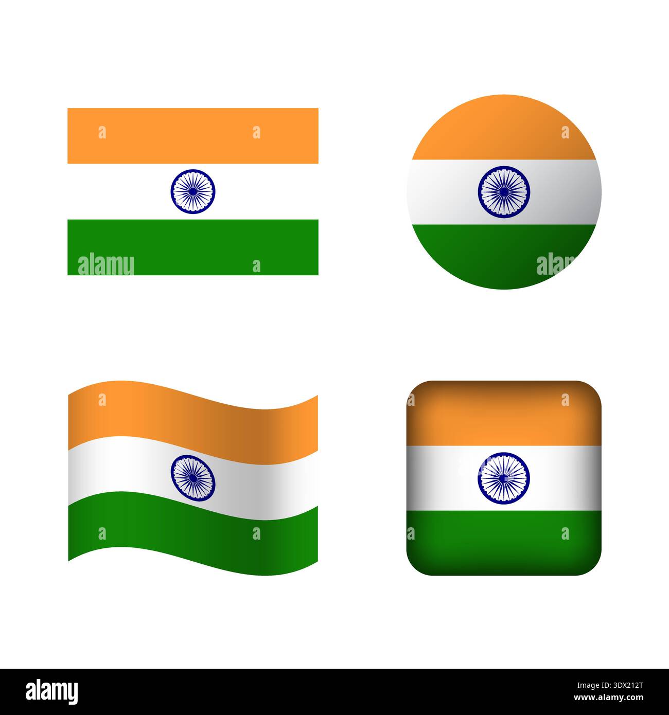 Vector India National Flag Icons Set, vector editable design, can be used for business or presentation design. Stock Vector