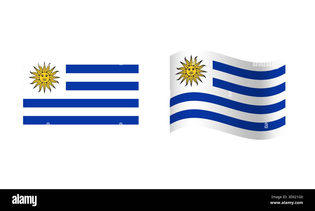 Rectangle And Wave Uruguay Flag Illustration, vector editable design, can be used for business or presentation design. Stock Vector