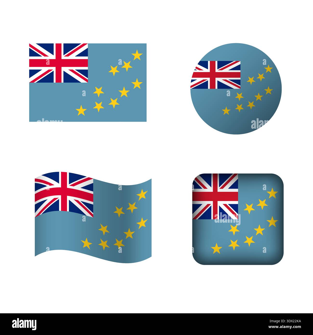 Vector Tuvalu National Flag Icons Set, vector editable design, can be used for business or presentation design. Stock Vector