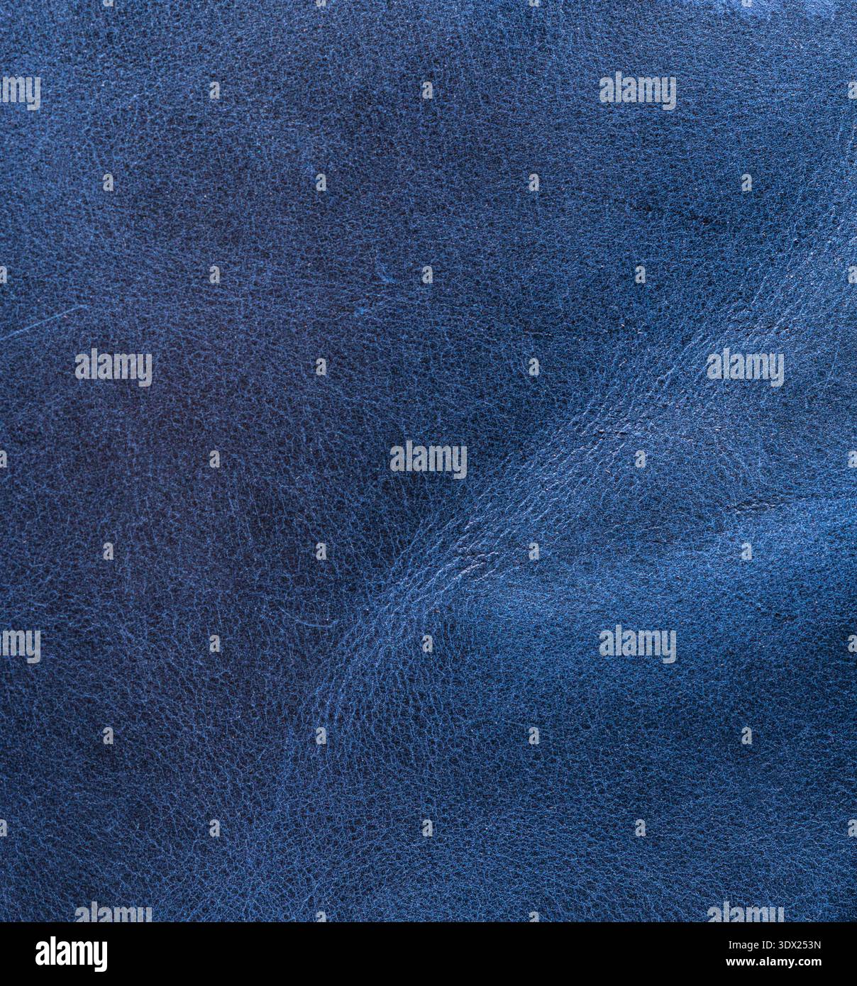 blue leather texture closeup detailed background Stock Photo