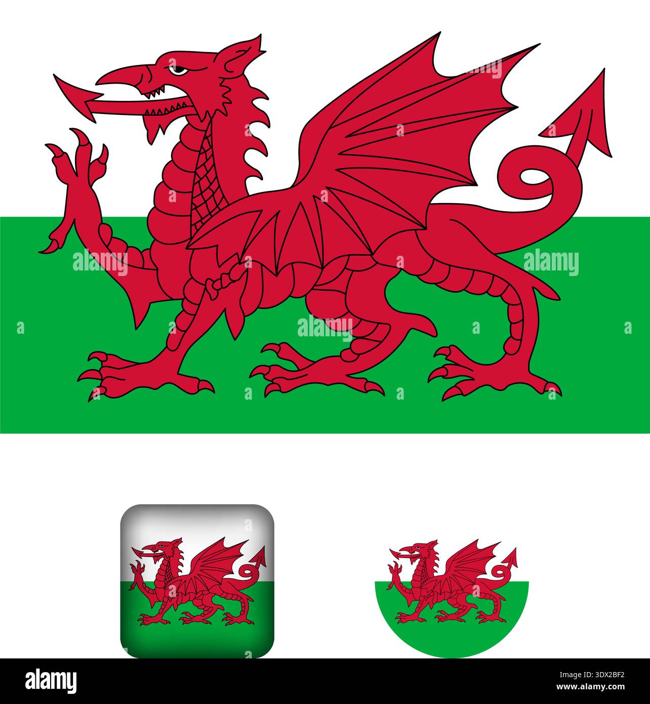 Wales Flag Flat Icons Collection, vector editable design, can be used for business or presentation design. Stock Vector