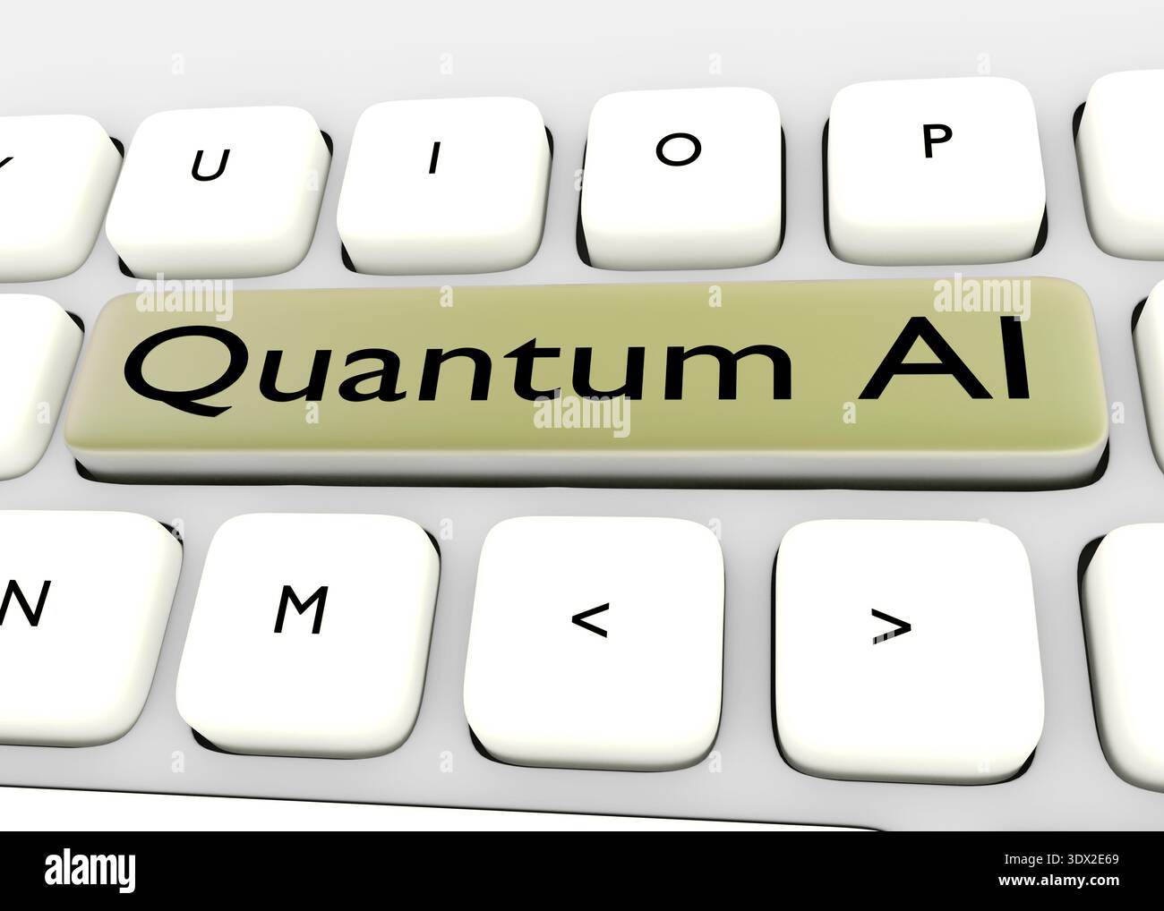 3D illustration of the script Quantum AI. Stock Photo