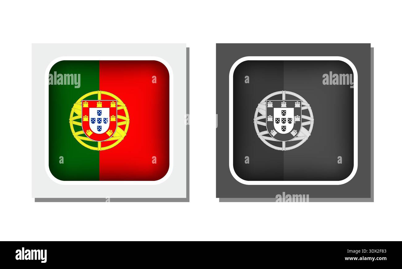 Portugal Square Rounded Flag Icon, vector editable design, can be used for business or presentation design. Stock Vector