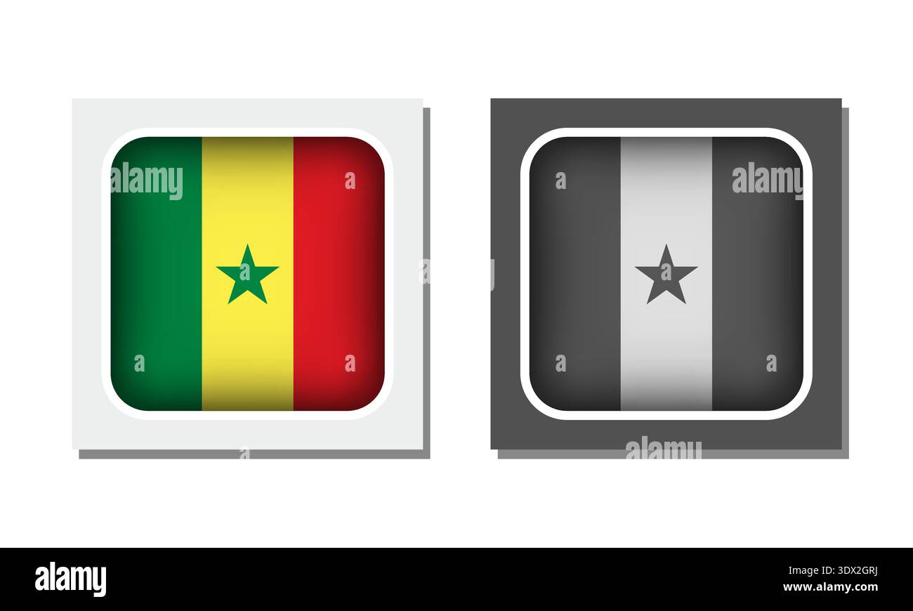 Senegal Square Rounded Flag Icon, vector editable design, can be used for business or presentation design. Stock Vector
