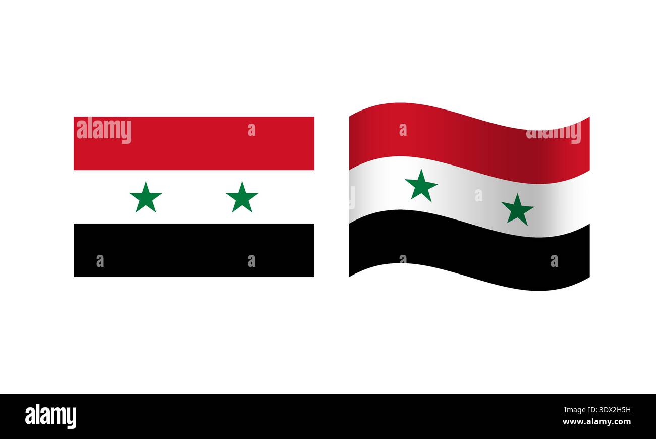 Rectangle And Wave Syria Flag Illustration, vector editable design, can be used for business or presentation design. Stock Vector