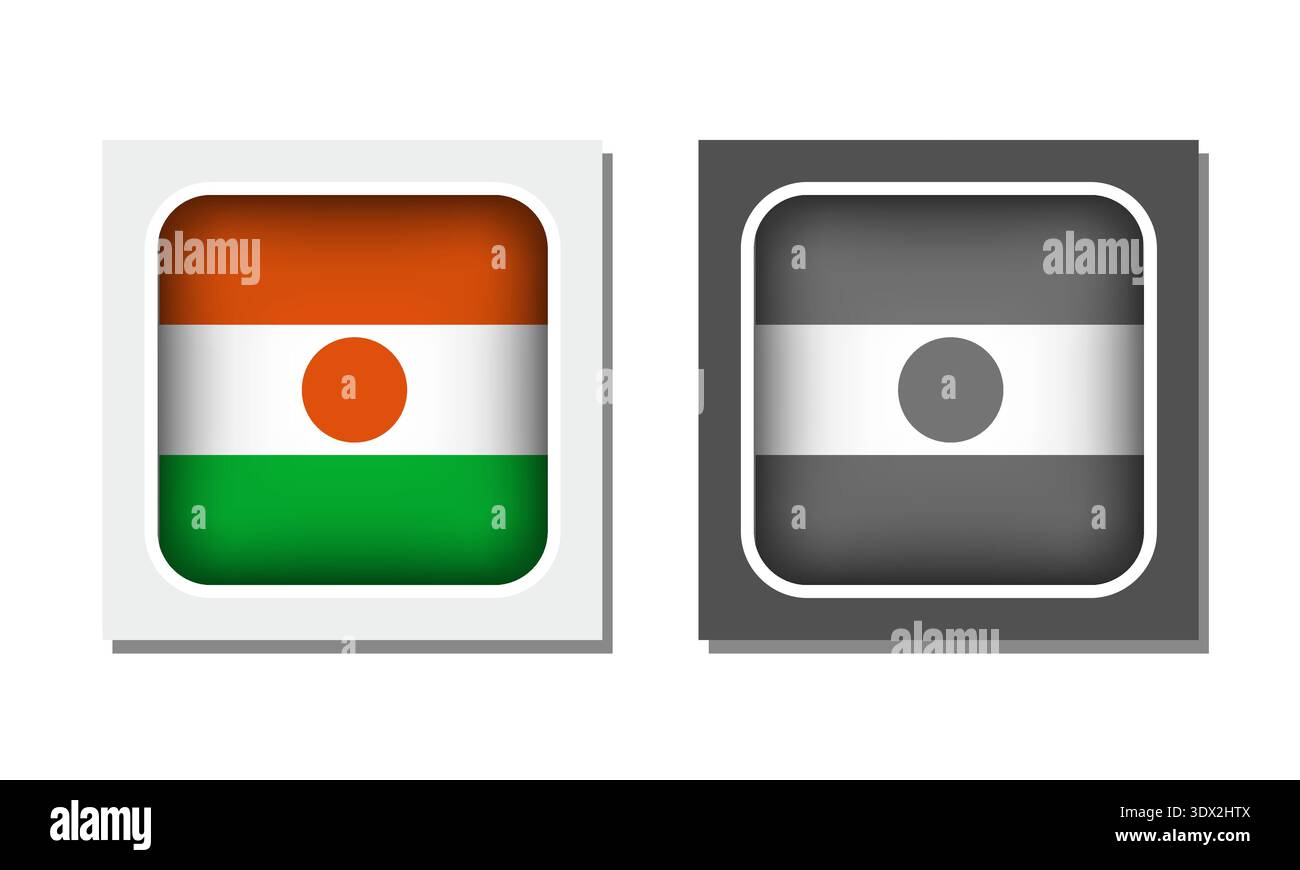 Niger Square Rounded Flag Icon, vector editable design, can be used for business or presentation design. Stock Vector