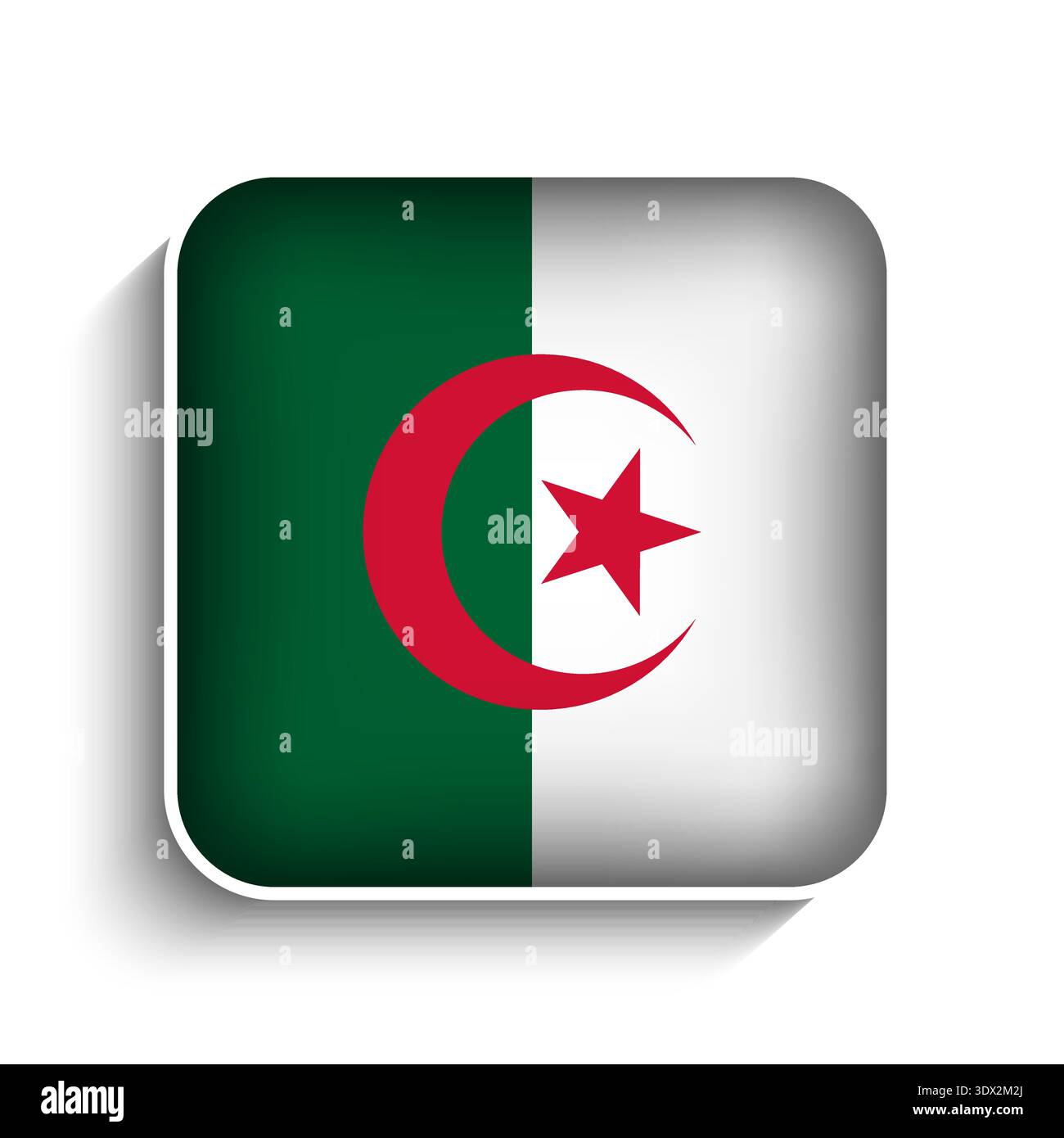 Vector Square Algeria Flag Icon, vector editable design, can be used for business or presentation design. Stock Vector
