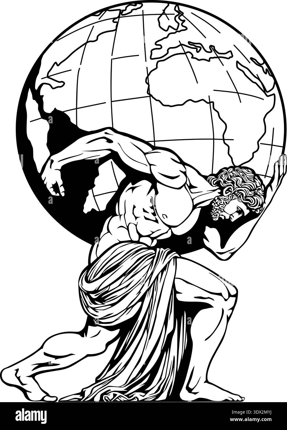 Atlas titan engraving Black and White Stock Photos & Images - Alamy