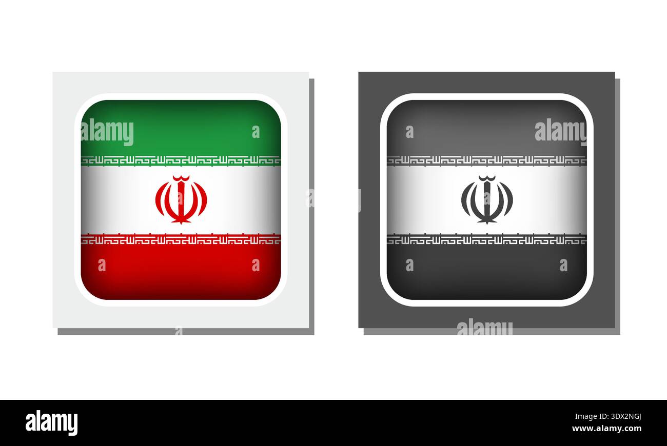 Iran Square Rounded Flag Icon, vector editable design, can be used for business or presentation design. Stock Vector