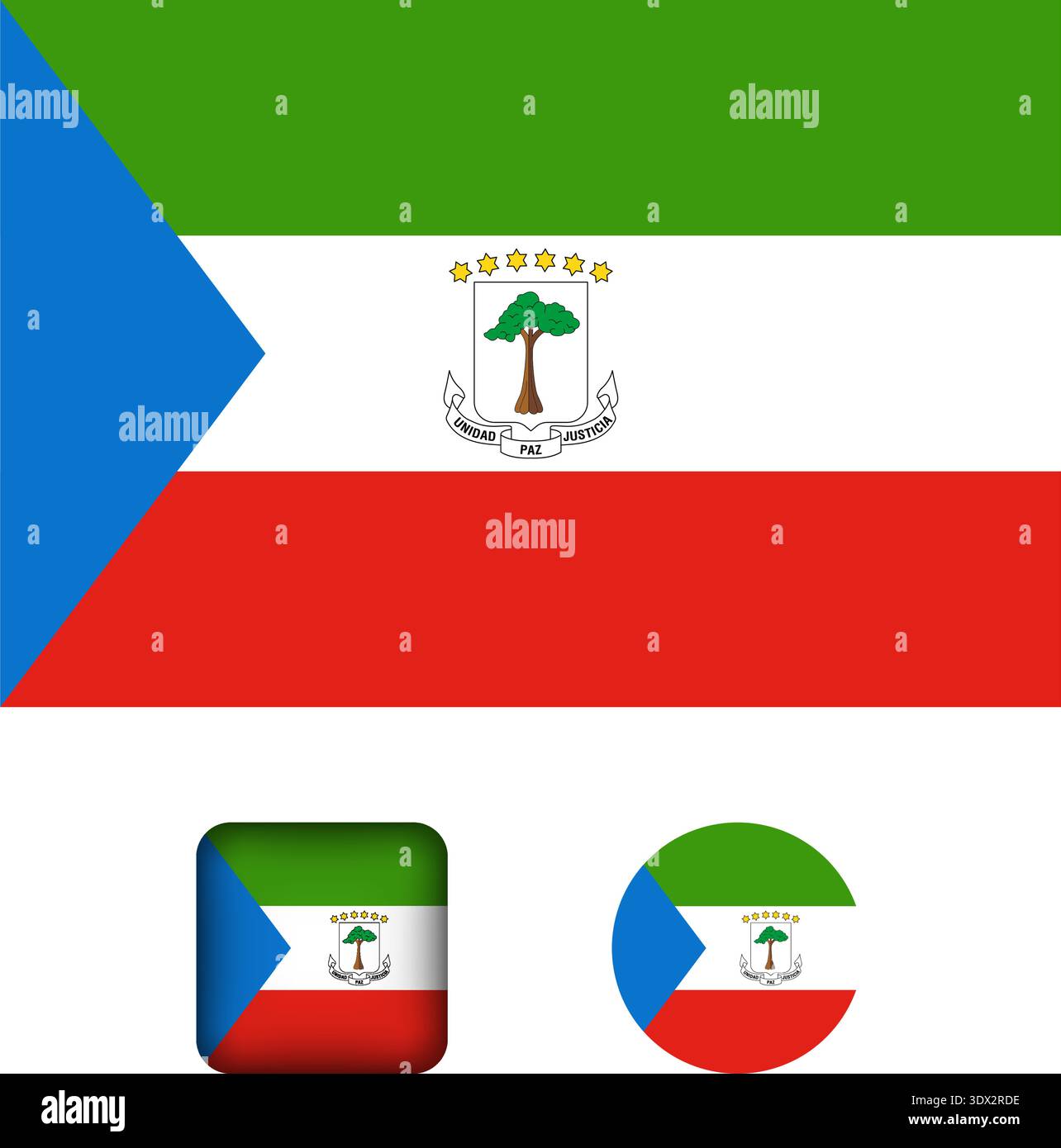 Equatorial Guinea Flag Flat Icons Collection, vector editable design, can be used for business or presentation design. Stock Vector