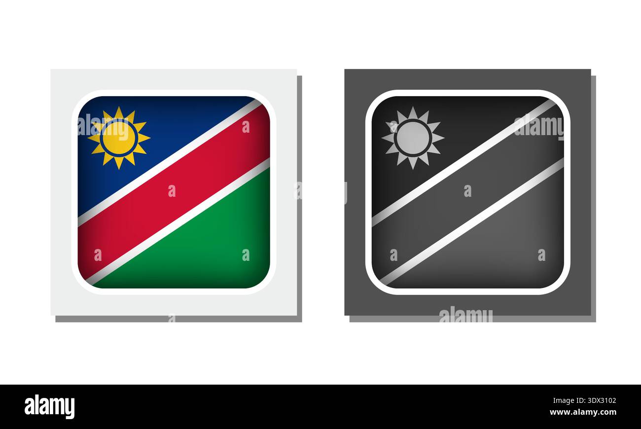 Namibia Square Rounded Flag Icon, vector editable design, can be used for business or presentation design. Stock Vector