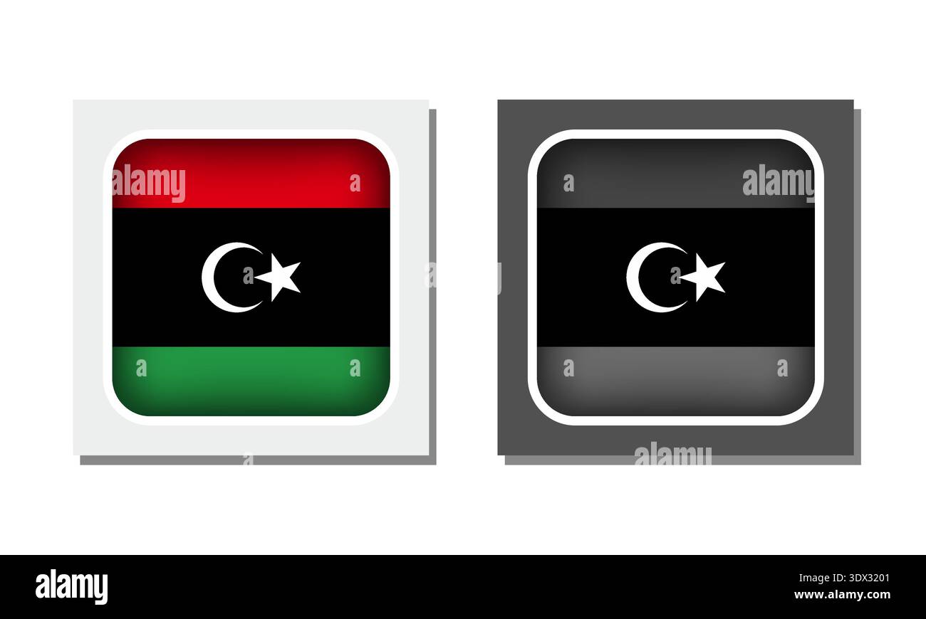 Libya Square Rounded Flag Icon, vector editable design, can be used for business or presentation design. Stock Vector