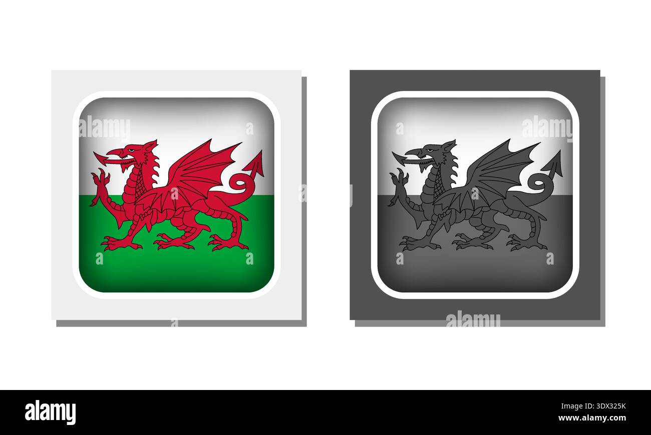 Wales Square Rounded Flag Icon, vector editable design, can be used for business or presentation design. Stock Vector