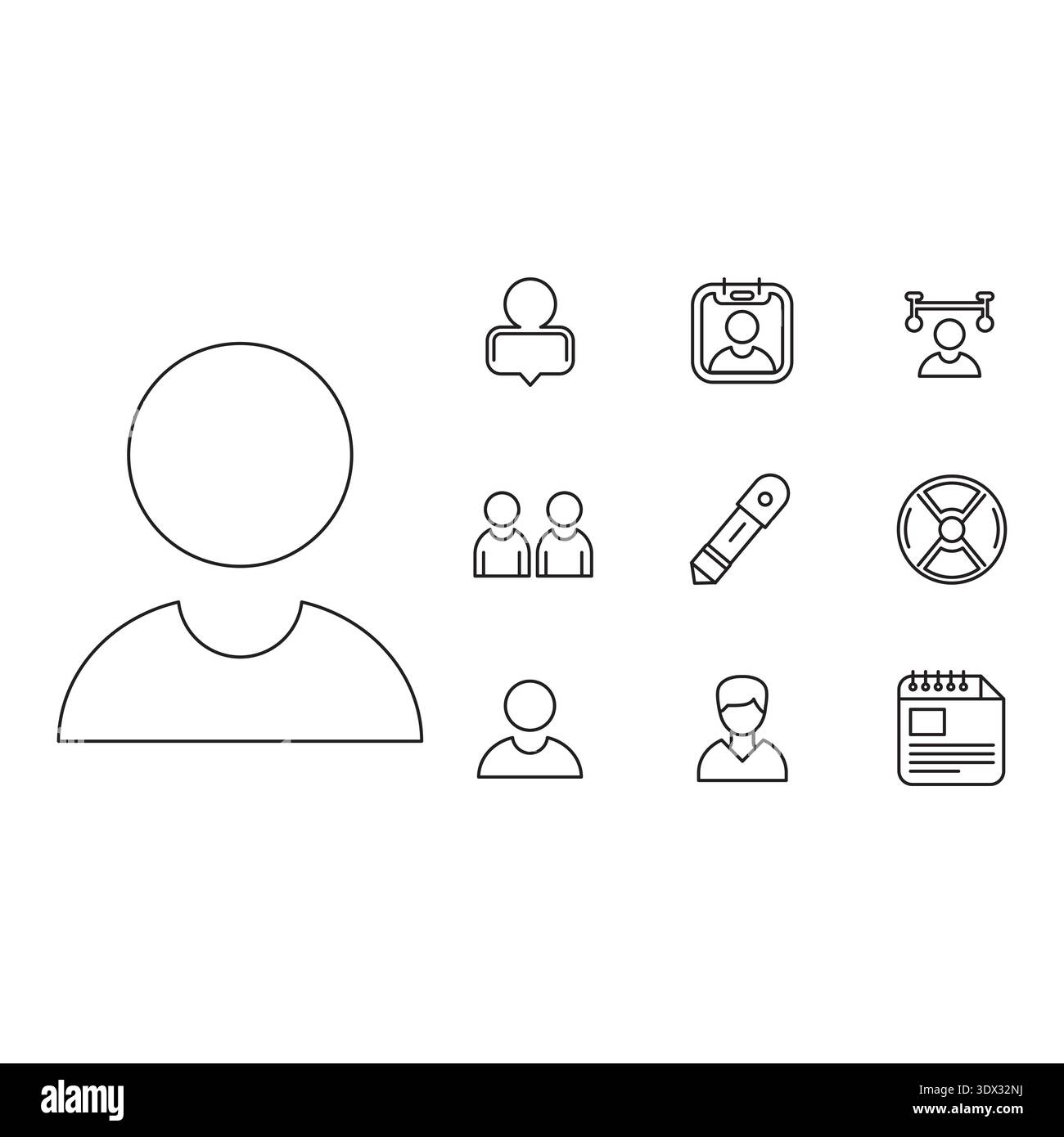 Minimal user profile icon collection in clean outline style including ...