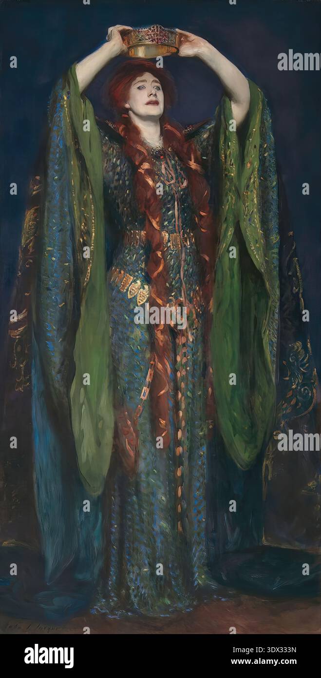 John Singer Sargent "Ellen Terry as Lady Macbeth" 1889 iconic theatre  portrait in green beetle-wing gown Stock Photo - Alamy