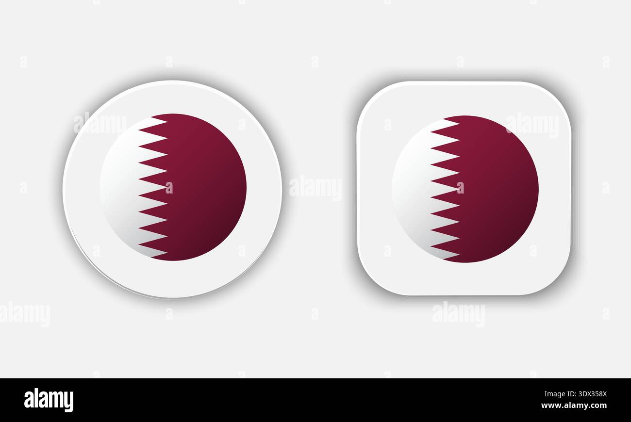 Qatar Rounded National Flag Button Icon, vector editable design, can be used for business or presentation design. Stock Vector