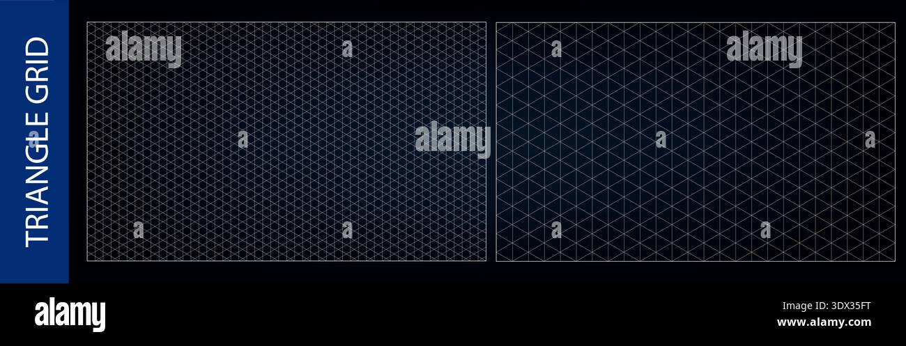 Isometric triangle grid for layout drawing texture, black corner blueprint. Math surface guide line model, architectural grid plan. Cube sketch Stock Vector
