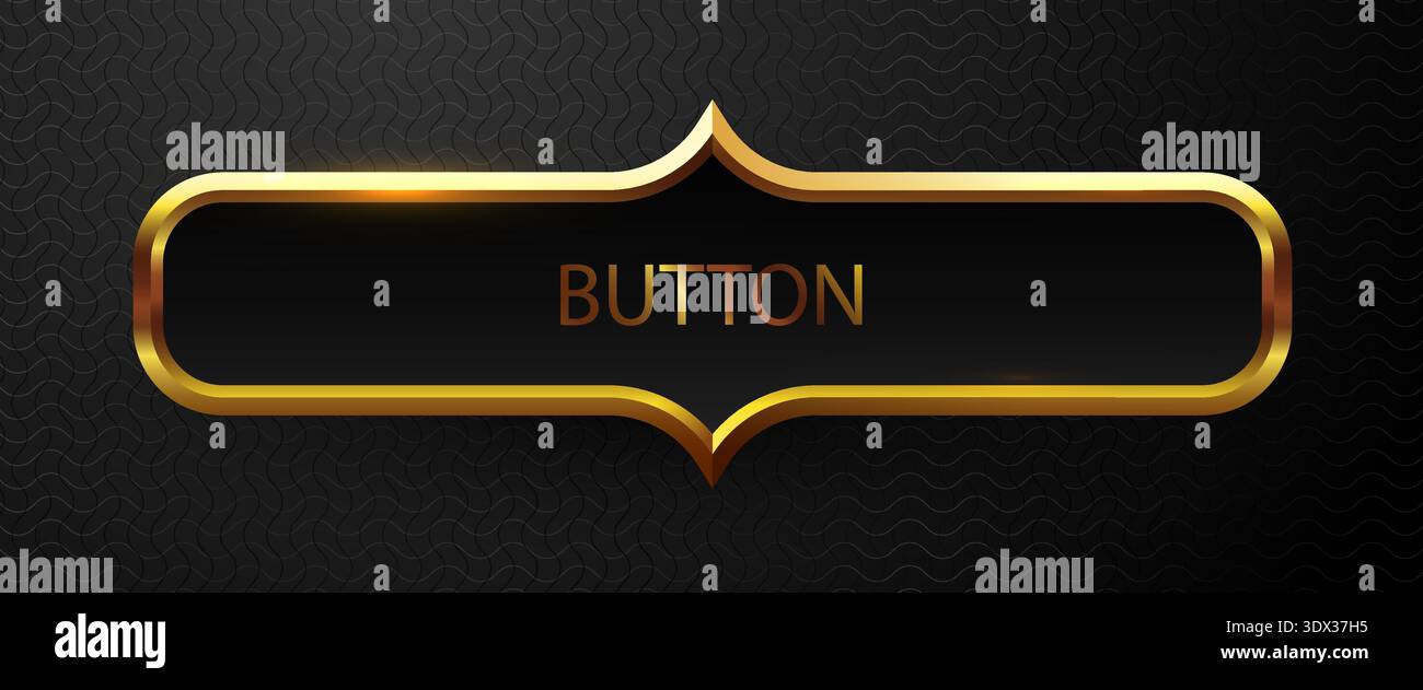 Elegant golden button on a dark luxurious background, perfect for web design and premium branding. Vector illustration Stock Vector