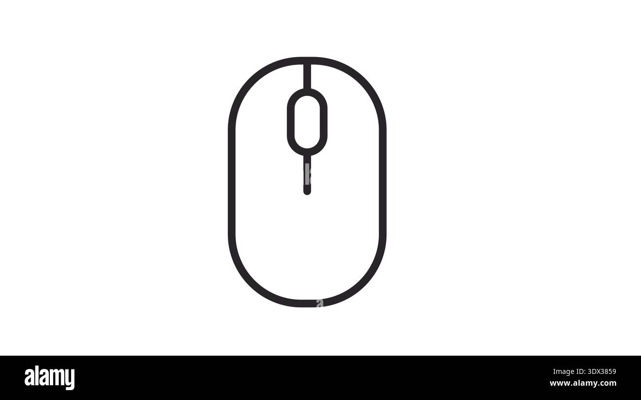 Black Line Computer Mouse Icon – Minimalist Device and Technology Vector Stock Vector