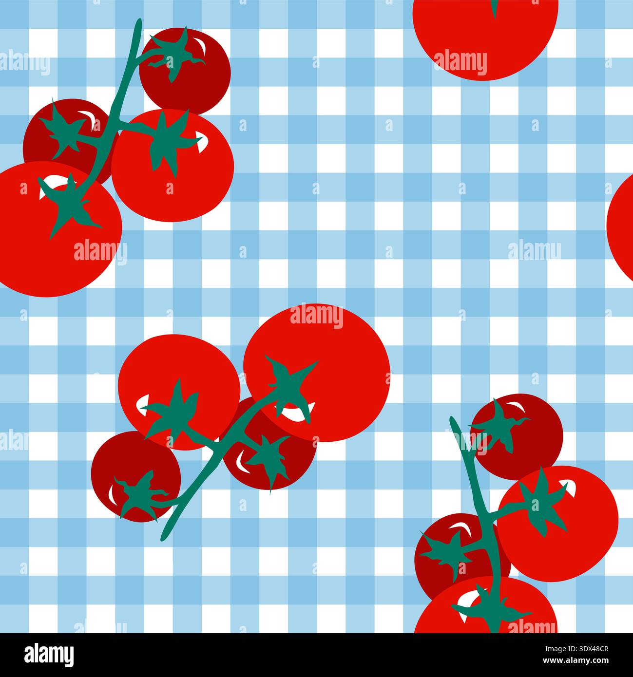 Vector seamless pattern with tomatoes for wallpaper background, fabric and other. Stock Vector
