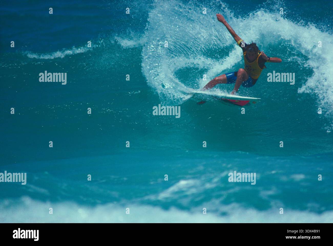 Surfing. Australian Pro-surfer. Damian Hardman. 1985. Stock Photo