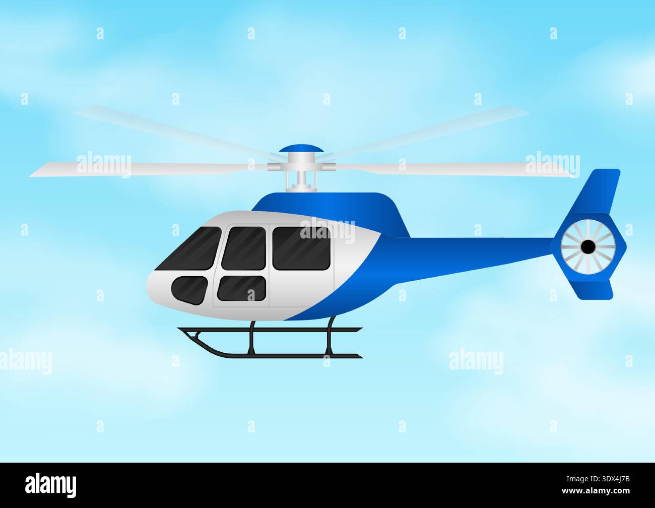 Helicopter Flying in the sky. Vector Illustration. Stock Vector