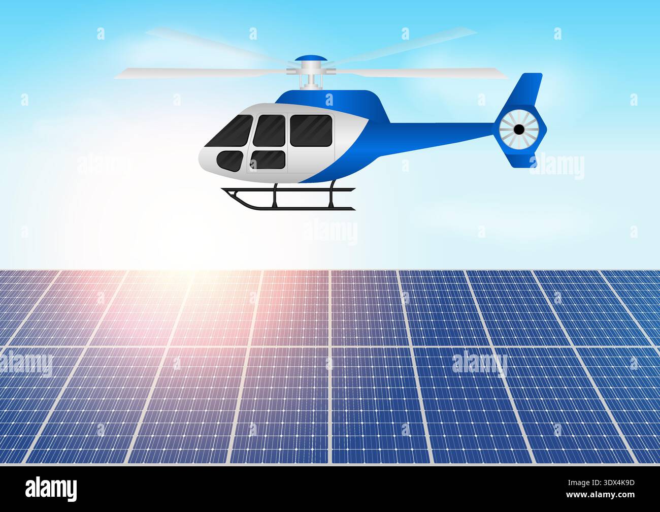 Helicopter Flying in the sky. Vector Illustration. Stock Vector