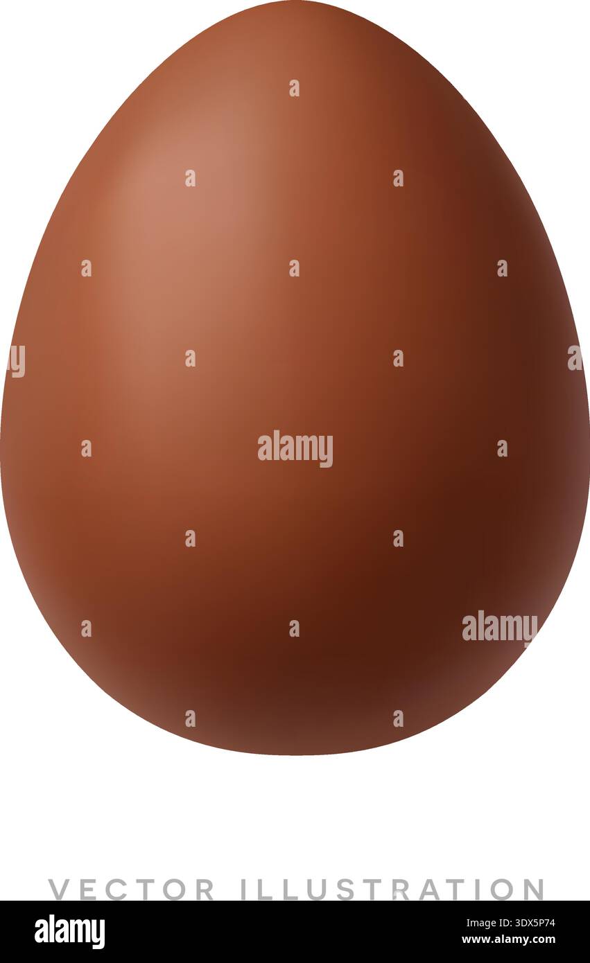Chocolate Easter egg isolated on white background. 3D realistic icon holiday vector illustration Stock Vector