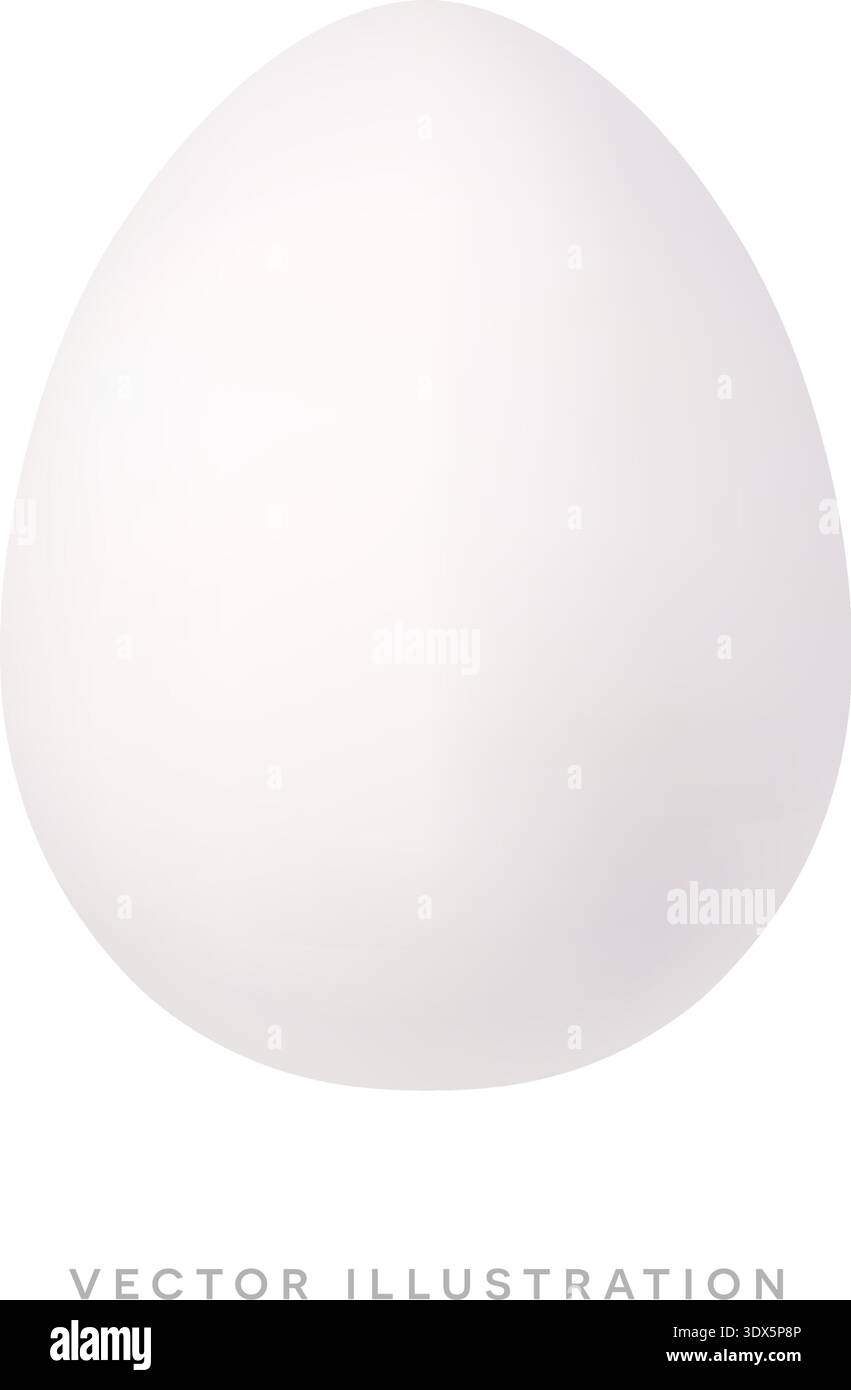 White Easter egg isolated on white background. Minimal 3D realistic illustration Stock Vector
