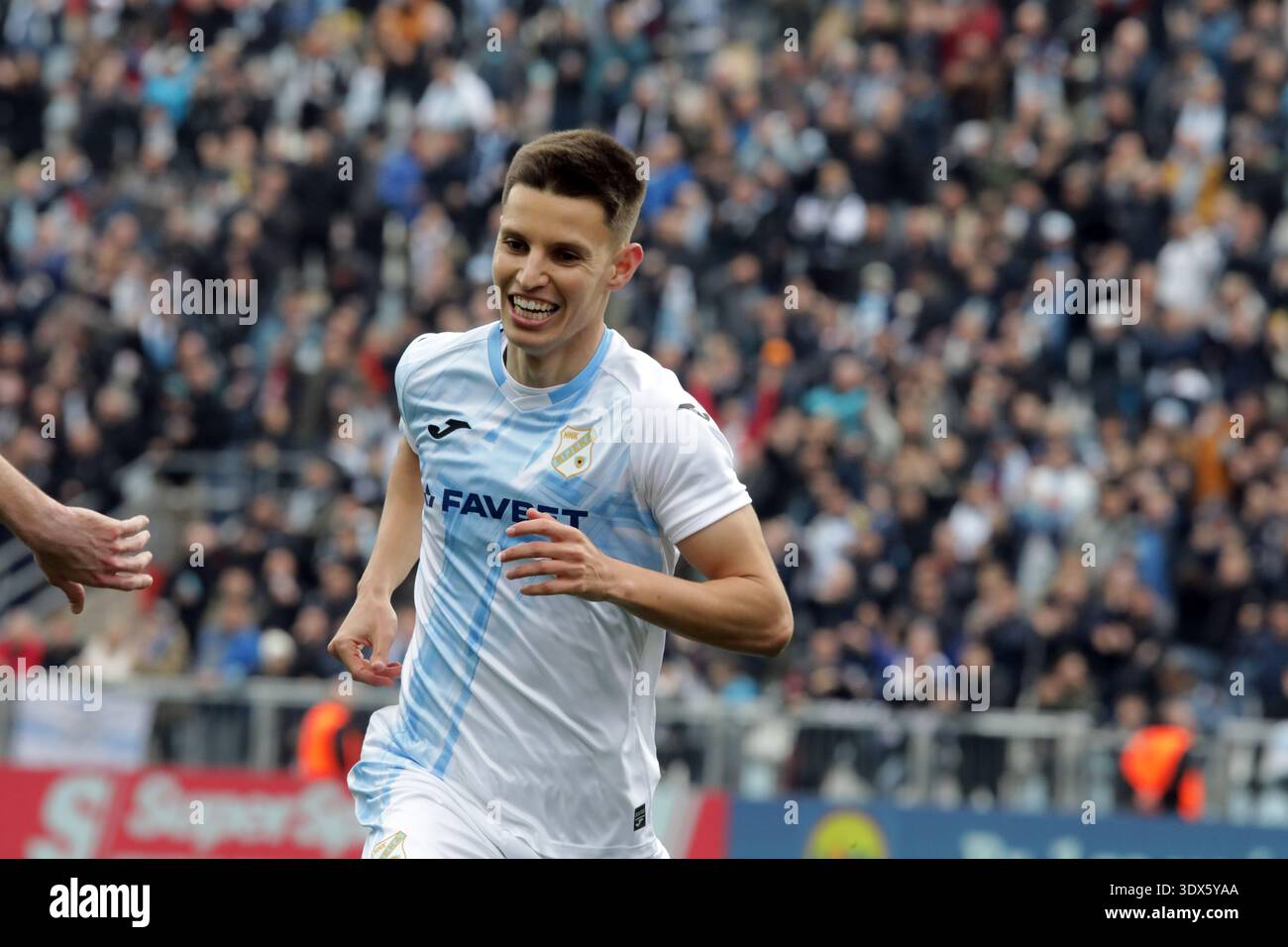 Rijeka, Croatia. 01st Mar, 2026. Tiago Dantas of Rijeka celebrates after a  goal during the SuperSport HNL 2025./2026. round 24 match between HNK Rijeka  and NK Lokomotiva at Rujevica stadium in Rijeka,
