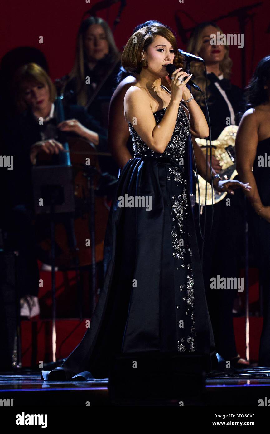 Raye England Raye performs during the Brit Awards 2026 in Manchester, England ...