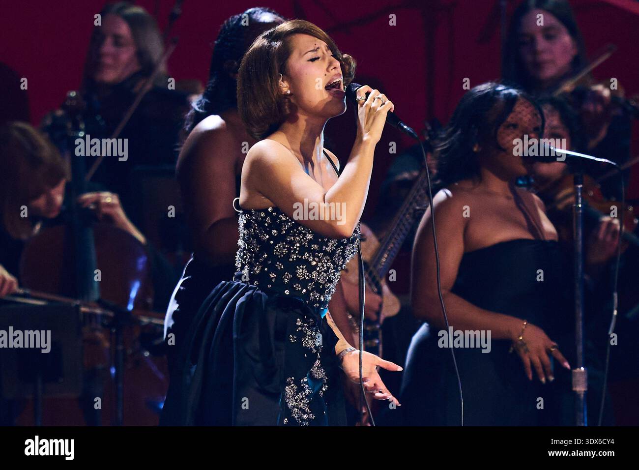 Raye England Raye performs during the Brit Awards 2026 in Manchester, England ...