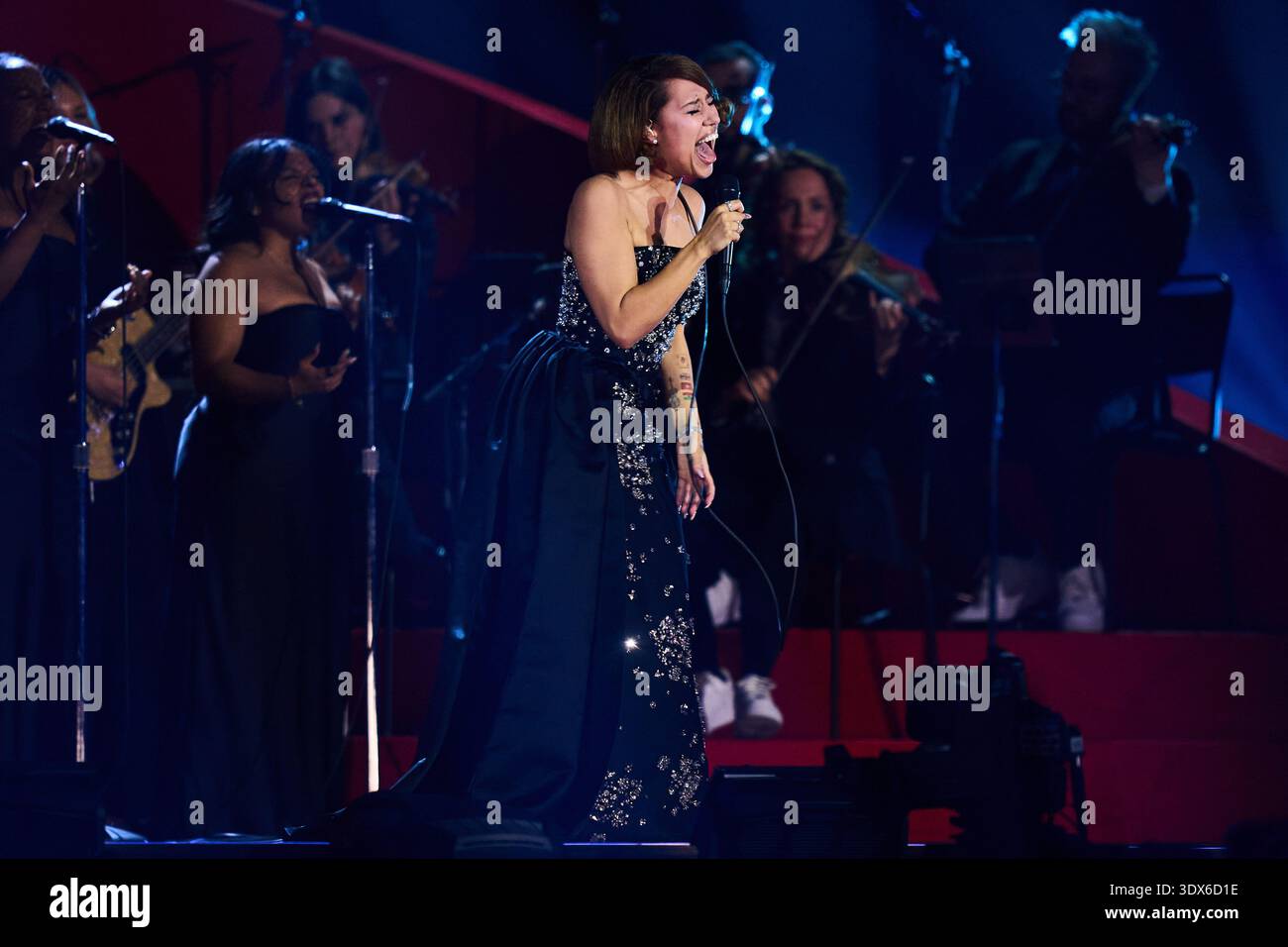 Raye England Raye performs during the Brit Awards 2026 in Manchester, England ...