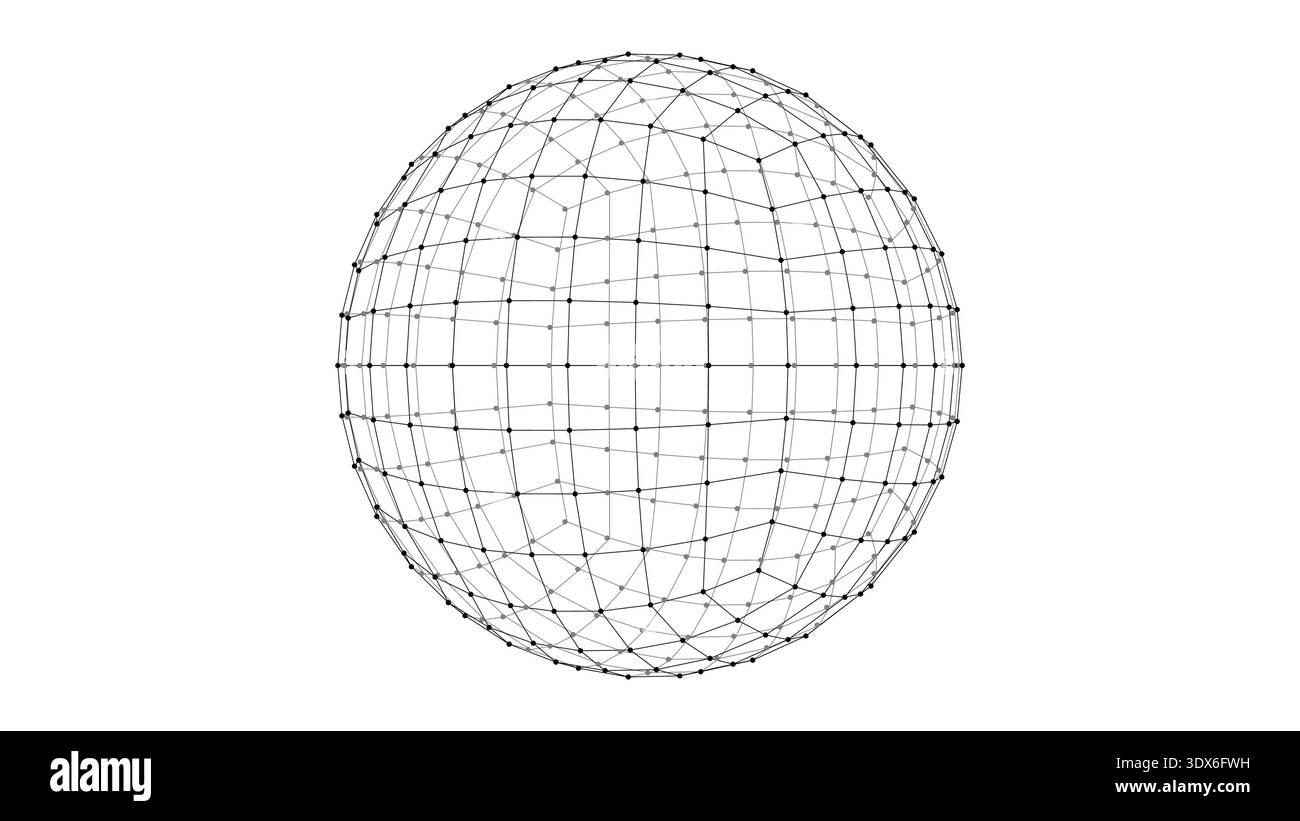 Abstract wireframe sphere. Dots connected by lines. Technology abstract background. Minimalist mesh backdrop. Abstract polygonal shape. Stock Vector